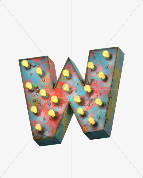 Letter W from Paint Light Font on Yellow Images Creative Fonts - S31337