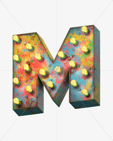 Letter M from Paint Light Font on Yellow Images Creative Fonts - S31327