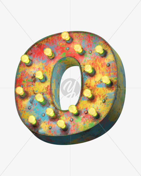 Letter O from Paint Light Font on Yellow Images Creative Fonts - S31329