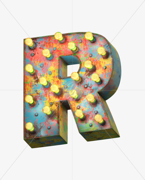 Letter R from Paint Light Font on Yellow Images Creative Fonts - S31332