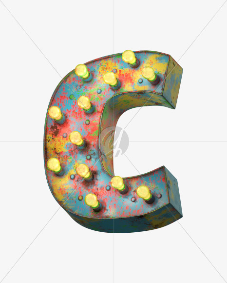 Letter C from Paint Light Font on Yellow Images Creative Fonts - S31317