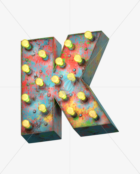 Letter K from Paint Light Font on Yellow Images Creative Fonts - S31325