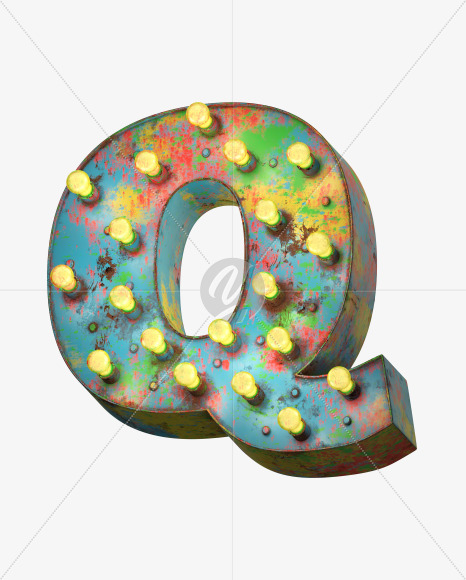 Letter Q from Paint Light Font on Yellow Images Creative Fonts - S31331