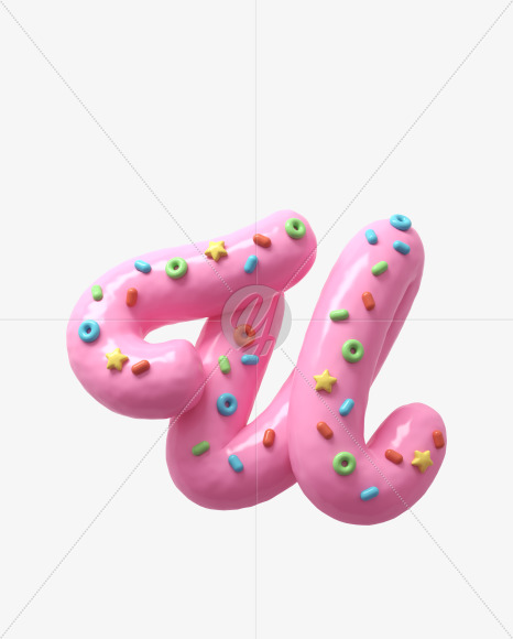 U uppercase from Pink Cream Font on Yellow Images Creative Fonts - S31465