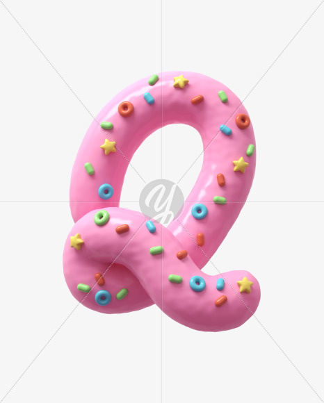 Q uppercase from Pink Cream Font on Yellow Images Creative Fonts - S31457