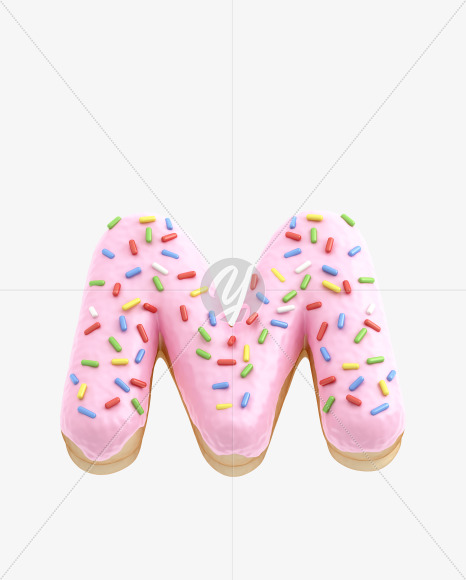 Letter M from Pink Donut Font on Yellow Images Creative Fonts - S31508