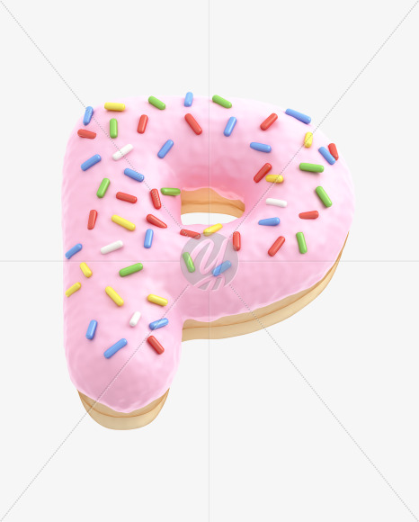 Letter P from Pink Donut Font on Yellow Images Creative Fonts - S31511