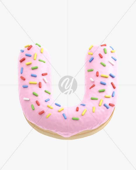 Letter U from Pink Donut Font on Yellow Images Creative Fonts - S31516