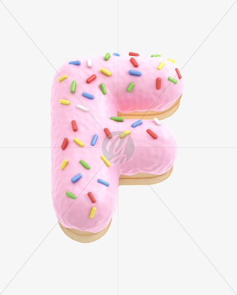 Letter F from Pink Donut Font on Yellow Images Creative Fonts - S31501