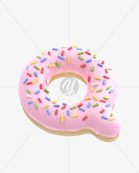 Letter Q from Pink Donut Font on Yellow Images Creative Fonts - S31512