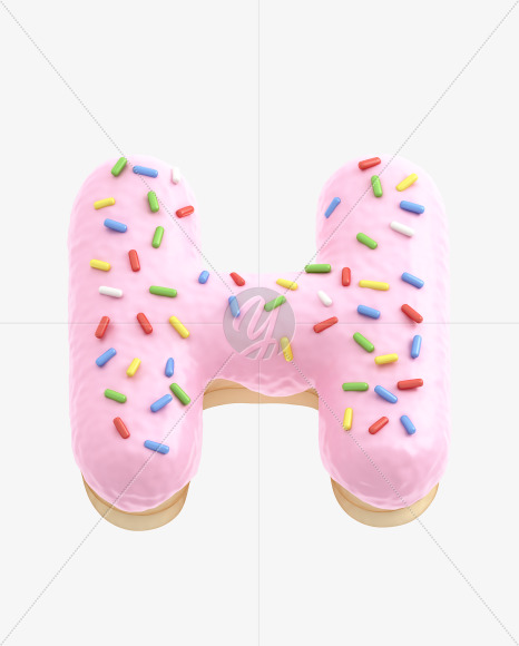 Letter H from Pink Donut Font on Yellow Images Creative Fonts - S31503