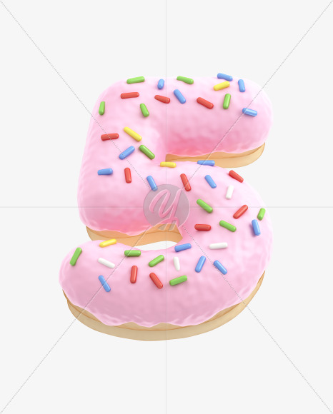 5 from Pink Donut Font on Yellow Images Creative Fonts - S31526