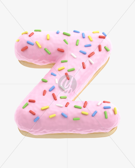 Letter Z from Pink Donut Font on Yellow Images Creative Fonts - S31521