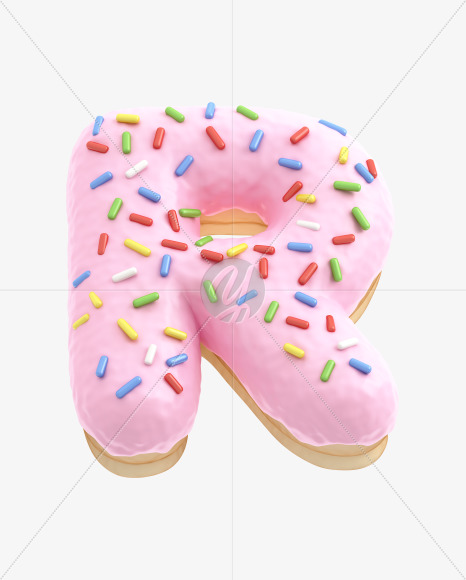 Letter R from Pink Donut Font on Yellow Images Creative Fonts - S31513