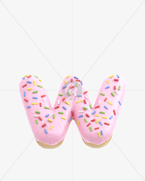 Letter W from Pink Donut Font on Yellow Images Creative Fonts - S31518