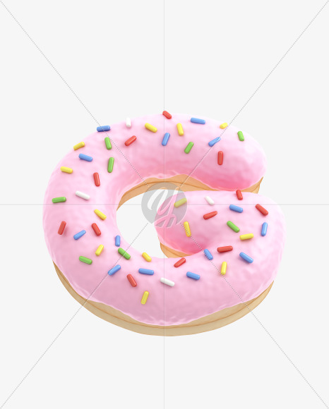 Letter G from Pink Donut Font on Yellow Images Creative Fonts - S31502