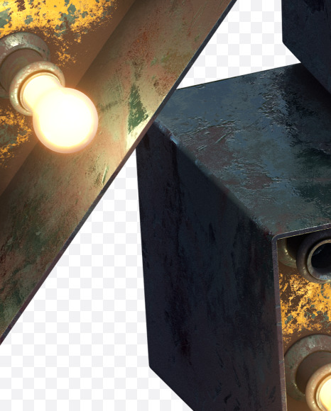 Letter M from Post-apocalypse Font on Yellow Images Creative Fonts - S31549