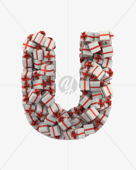 Letter U from Presents Box Font on Yellow Images Creative Fonts - S31640