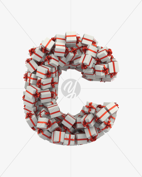 Letter C from Presents Box Font on Yellow Images Creative Fonts - S31622