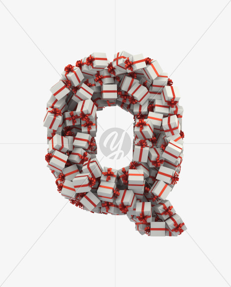 Letter Q from Presents Box Font on Yellow Images Creative Fonts - S31636