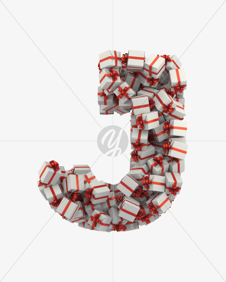 Letter J from Presents Box Font on Yellow Images Creative Fonts - S31629