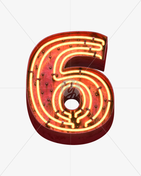 6 from Red Neon Font on Yellow Images Creative Fonts - S31692