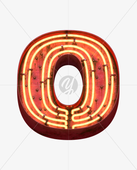 Letter O from Red Neon Font on Yellow Images Creative Fonts - S31675