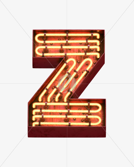 Letter Z from Red Neon Font on Yellow Images Creative Fonts - S31686