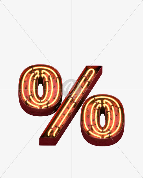 % from Red Neon Font on Yellow Images Creative Fonts - S31700