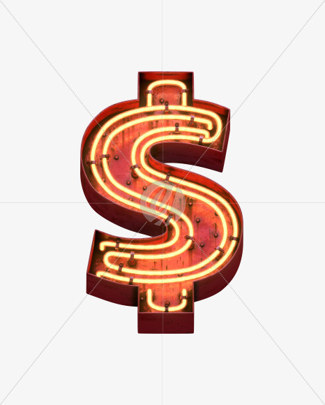 $ from Red Neon Font on Yellow Images Creative Fonts - S31701