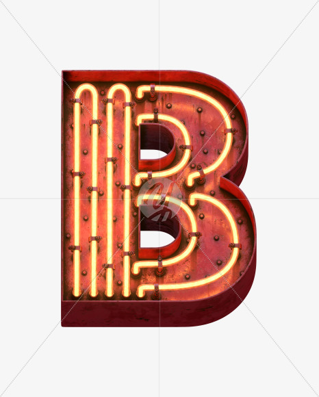 Letter B from Red Neon Font on Yellow Images Creative Fonts - S31662