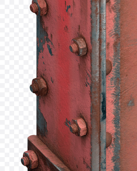 Letter U from Red Steel Beams Font on Yellow Images Creative Fonts - S31723