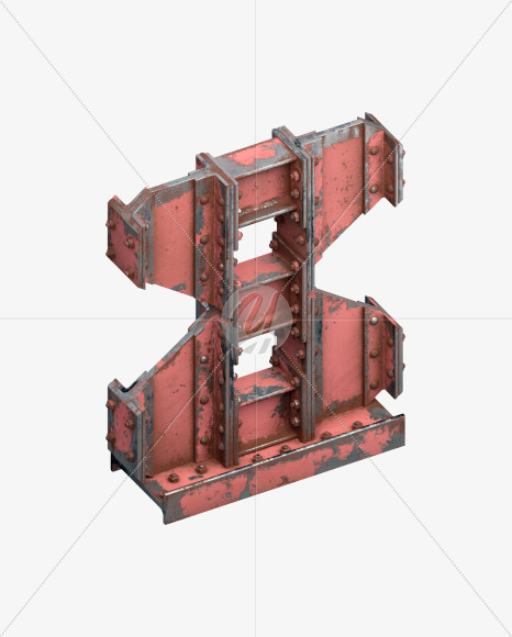 8 from Red Steel Beams Font on Yellow Images Creative Fonts - S31736