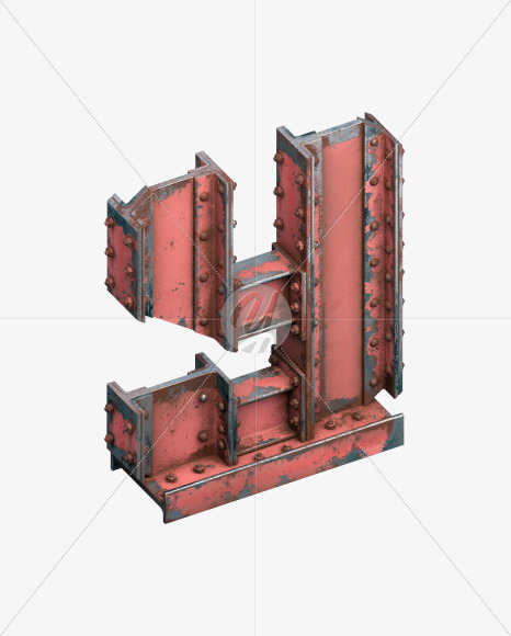 Letter Y from Red Steel Beams Font on Yellow Images Creative Fonts - S31727