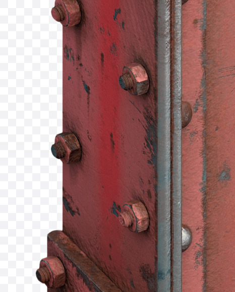Letter O from Red Steel Beams Font on Yellow Images Creative Fonts - S31717