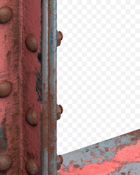 Letter L from Red Steel Beams Font on Yellow Images Creative Fonts - S31714