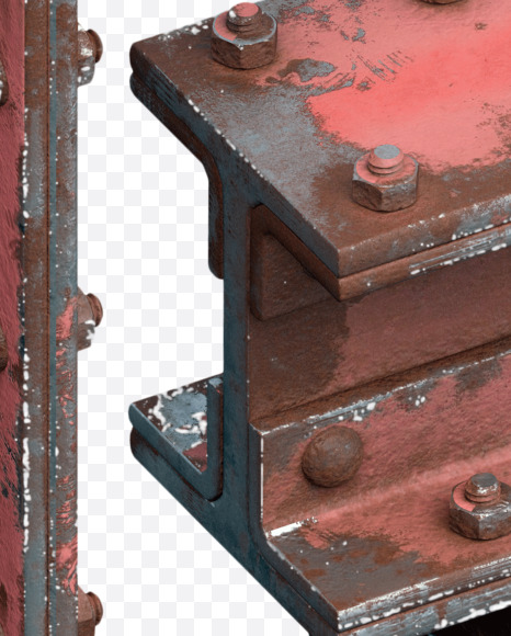 Letter G from Red Steel Beams Font on Yellow Images Creative Fonts - S31709