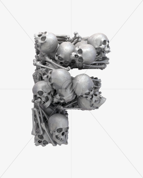 F skull from Skull Fon on Yellow Images Creative Fonts - S32002