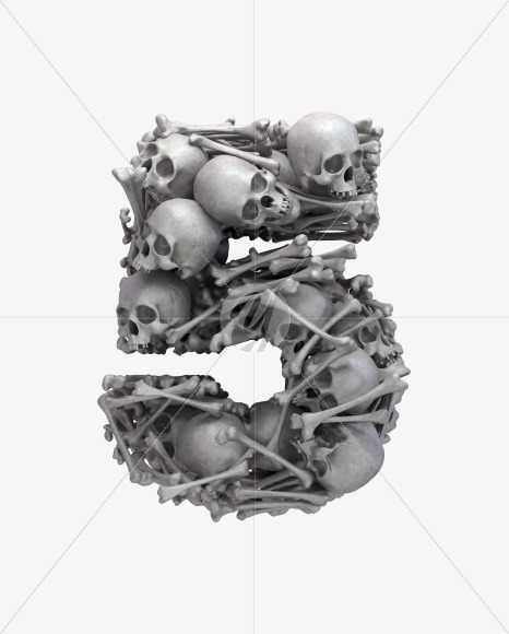 5 skull from Skull Fon on Yellow Images Creative Fonts - S32027