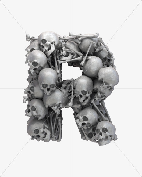 R skull from Skull Fon on Yellow Images Creative Fonts - S32014