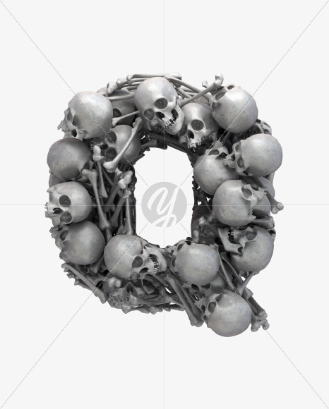 Q skull from Skull Fon on Yellow Images Creative Fonts - S32013