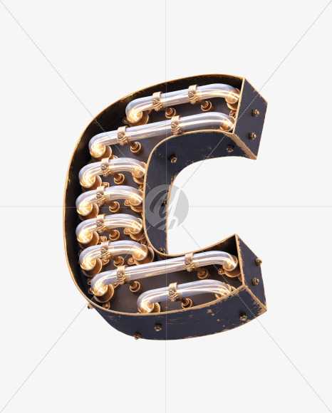 Letter C from Steampunk Renaissance Font on Yellow Images Creative Fonts - S32080