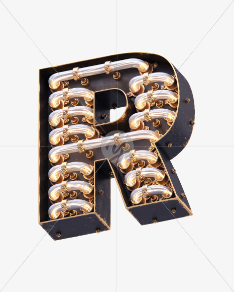 R_ from Steampunk Renaissance Font on Yellow Images Creative Fonts - S32095