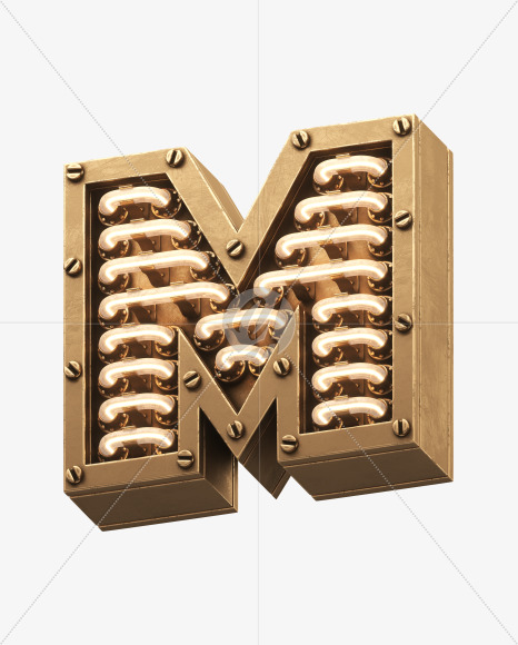 Letter M from Steampunk Font on Yellow Images Creative Fonts - S32132