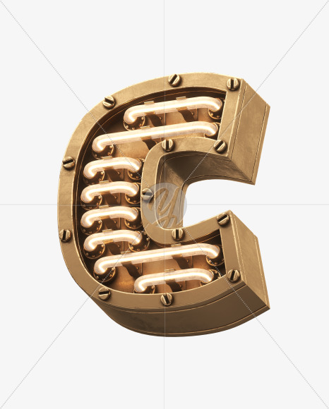 Letter C from Steampunk Font on Yellow Images Creative Fonts - S32122