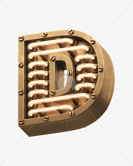 Letter D from Steampunk Font on Yellow Images Creative Fonts - S32123