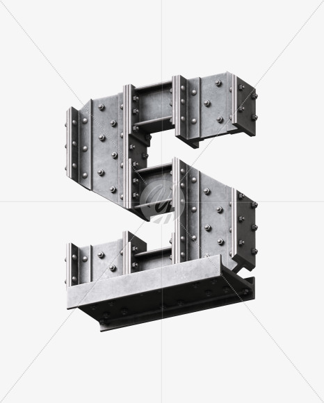 Letter S from Steel Font on Yellow Images Creative Fonts - S32179