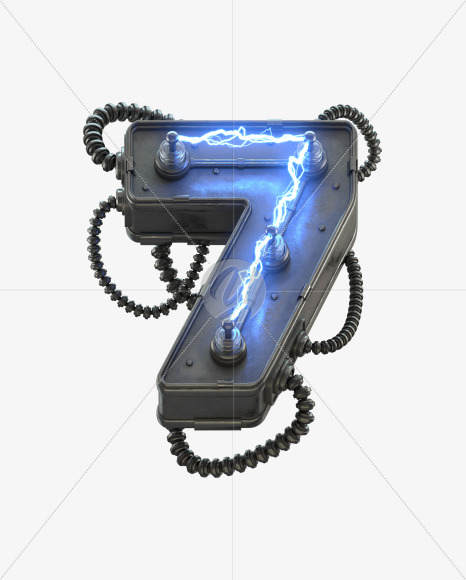 7 from Tesla Machine on Yellow Images Creative Fonts - S32232