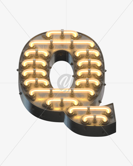 Letter Q from Time Machine Font on Yellow Images Creative Fonts - S32257