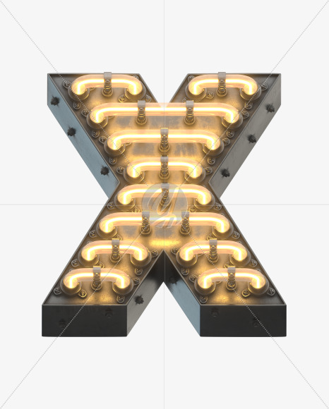 Letter X from Time Machine Font on Yellow Images Creative Fonts - S32264